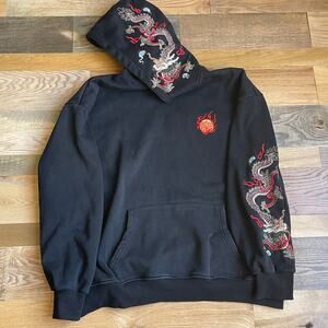 NIEPCE KH9190 Dragon Embroidery Hoodie Black Men's L Japanese Streetwear